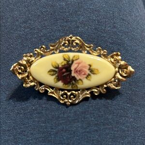 1928 Floral Brooch with Gold Accents